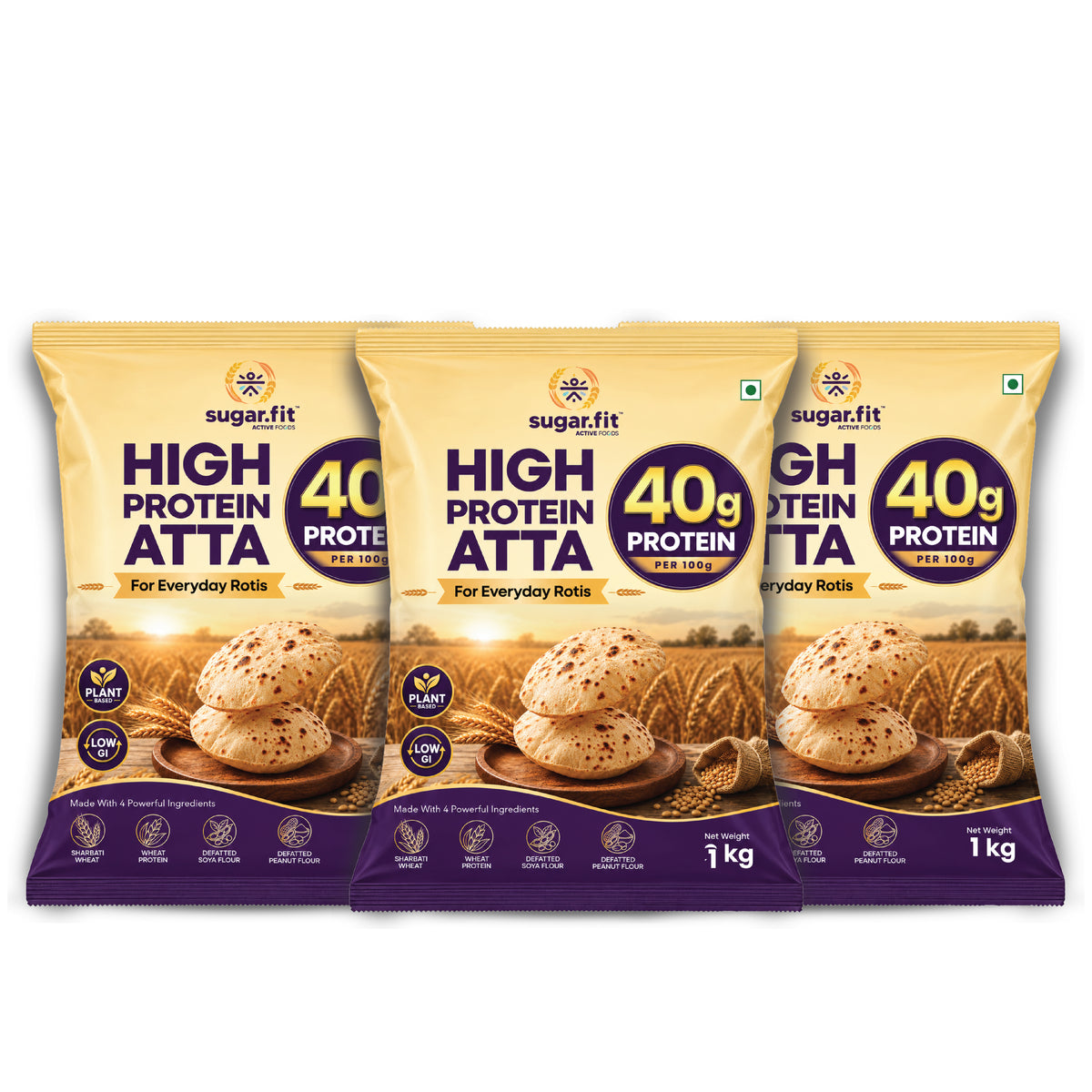 Sugar.fit High Protein Atta – 13g Protein Per Roti, Low GI