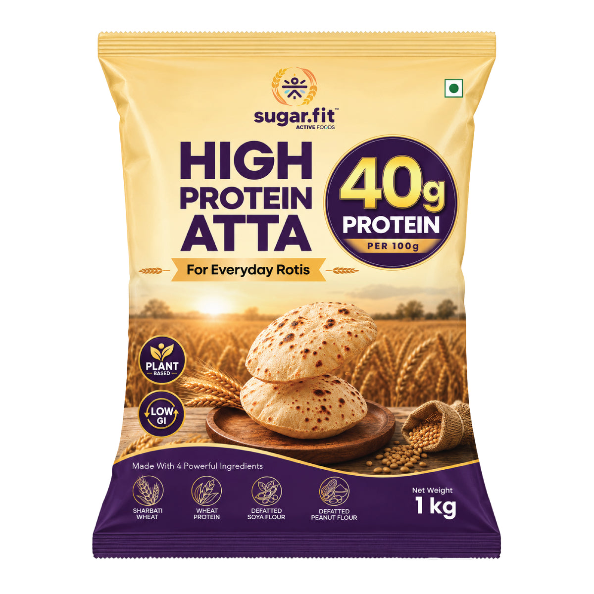 Sugar.fit High Protein Atta – 13g Protein Per Roti, Low GI