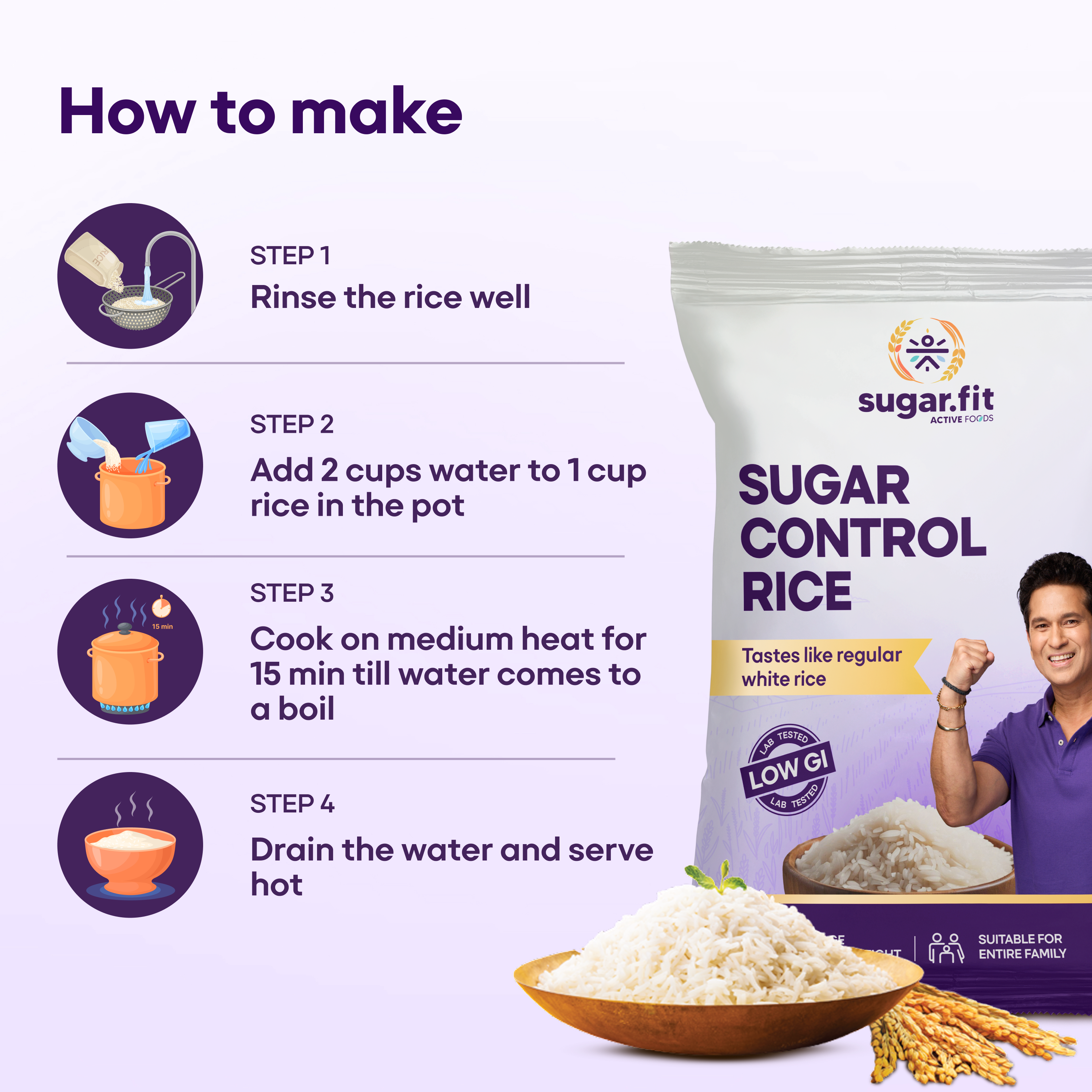 Sugar Control Low GI Sona Masoori Rice