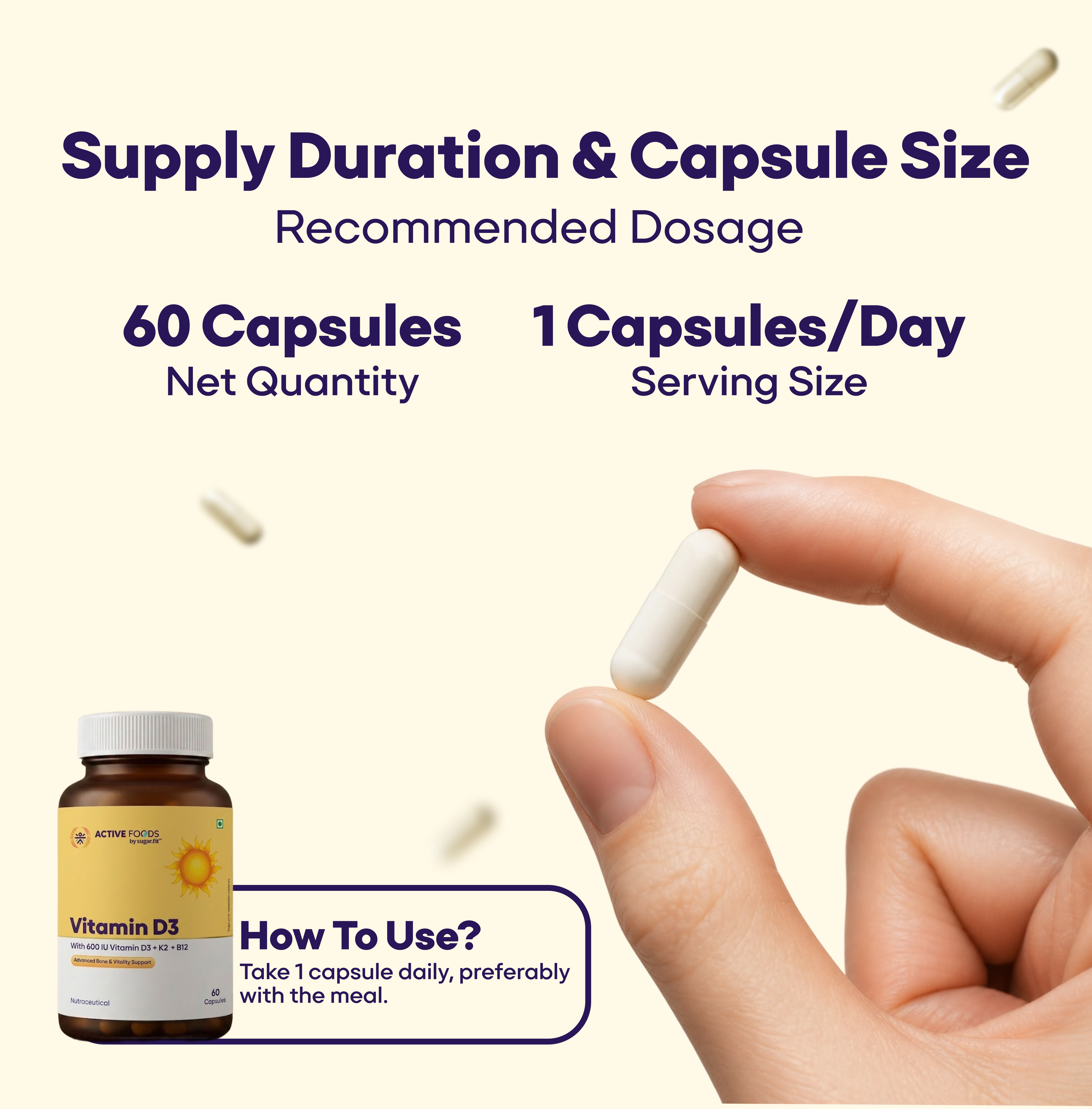 Active Foods Vitamin D3 + K2 + B12 Bone & Vitality Capsules