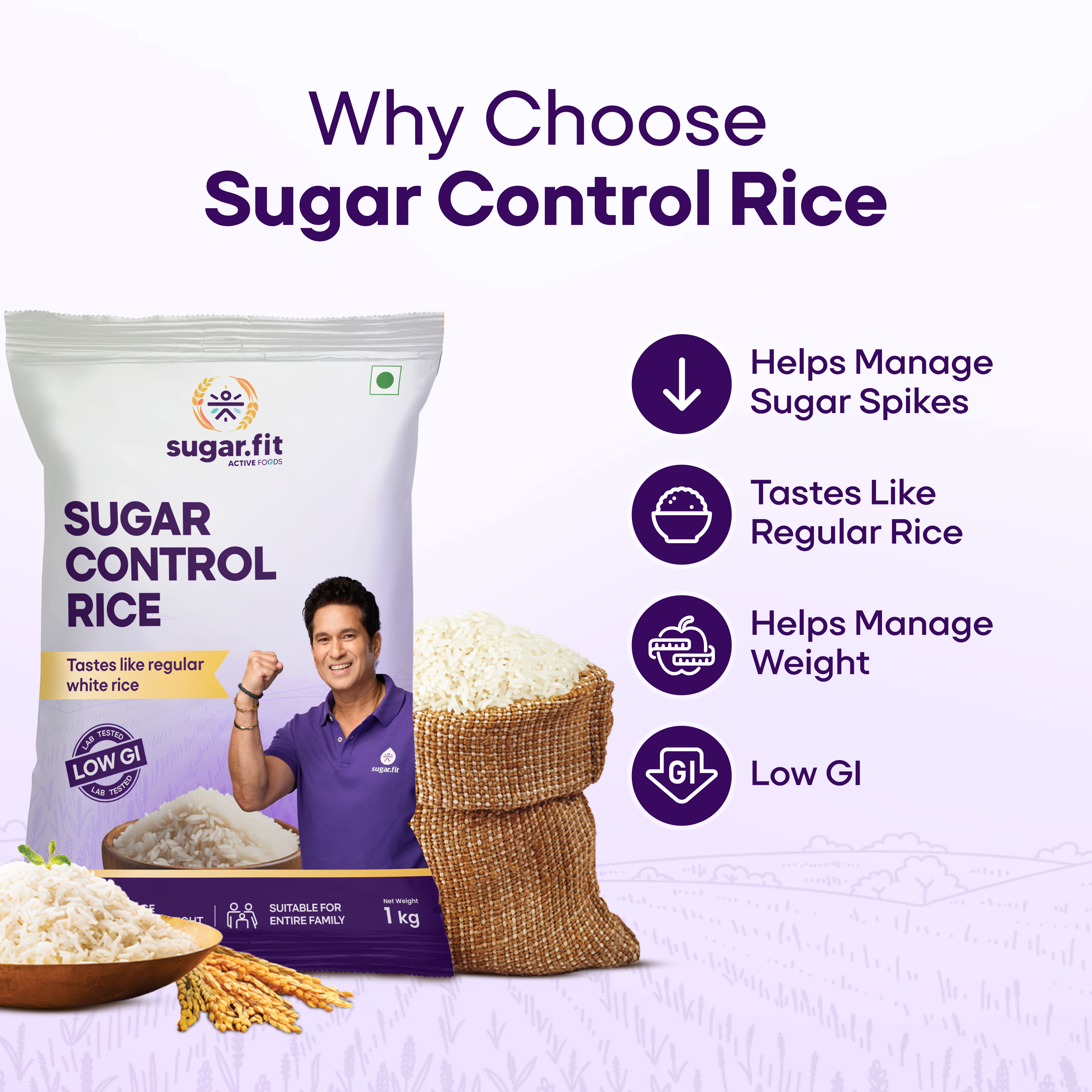 Sugar Control Low GI Sona Masoori Rice