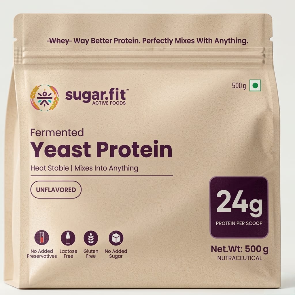 Sugar.fit Yeast Unflavoured Protein Powder,24g Protein, 500g
