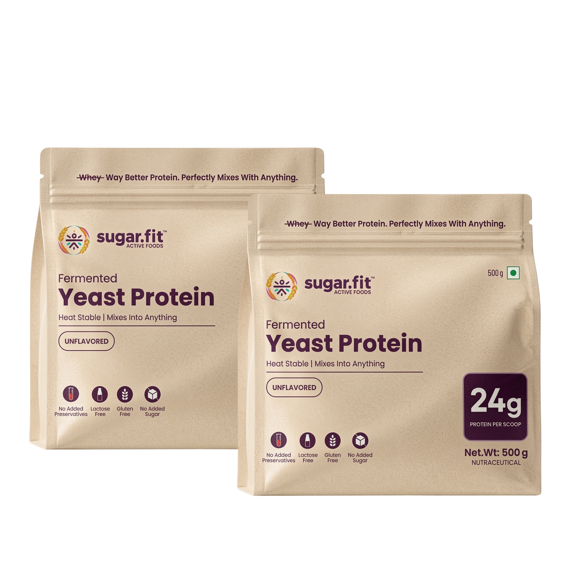 Sugar.fit Unflavoured Yeast Protein Powder with 24g Protein